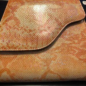Bellini Shoulder Bag Purse Orange Snakeskin Chain Boho Hippie Club NWOT